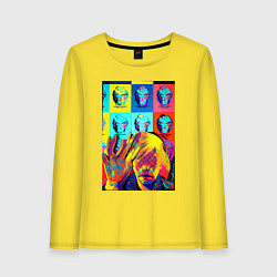 Лонгслив хлопковый женский Andy Warhol and neural network - collaboration, цвет: желтый