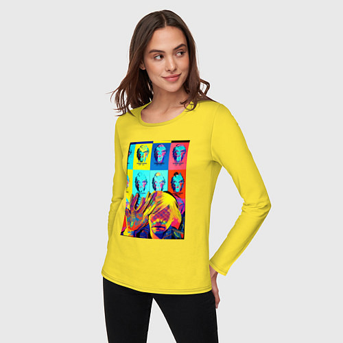 Женский лонгслив Andy Warhol and neural network - collaboration / Желтый – фото 3