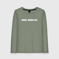 Лонгслив хлопковый женский Big bang белый логотип, цвет: авокадо
