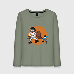 Лонгслив хлопковый женский Шоу Щекотки и Царапки, цвет: авокадо