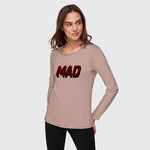 Женский лонгслив Надпись с полосами от скорости mad / Пыльно-розовый – фото 3