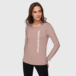 Лонгслив хлопковый женский Remove before flight, цвет: пыльно-розовый — фото 2
