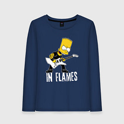 Лонгслив хлопковый женский In Flames Барт Симпсон рокер, цвет: тёмно-синий