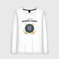 Лонгслив хлопковый женский Корпус морской пехоты княжества Люксембург, цвет: белый