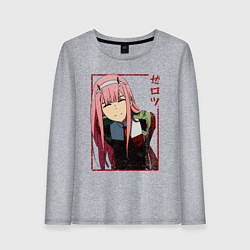 Лонгслив хлопковый женский Zero Two anime girl, цвет: меланж