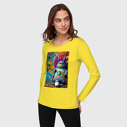 Лонгслив хлопковый женский My neighbor Totoro - neural network - fantasy, цвет: желтый — фото 2