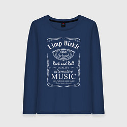 Лонгслив хлопковый женский Limp Bizkit в стиле Jack Daniels, цвет: тёмно-синий