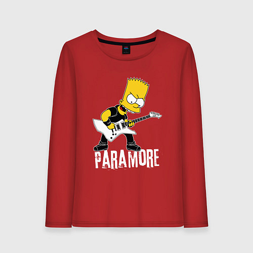 Женский лонгслив Paramore Барт Симпсон рокер / Красный – фото 1