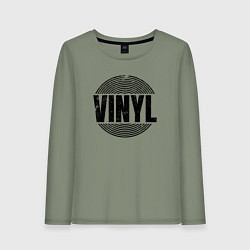 Женский лонгслив Vinyl надпись с пластинкой