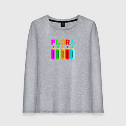 Лонгслив хлопковый женский Цвет букв слова флора, цвет: меланж