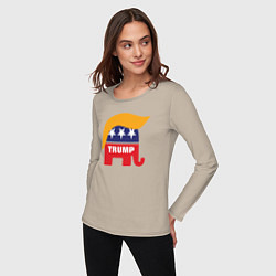 Лонгслив хлопковый женский Trump elephant, цвет: миндальный — фото 2