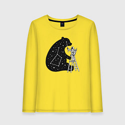 Лонгслив хлопковый женский Космонавт и малая медведица, цвет: желтый