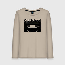 Лонгслив хлопковый женский Old school music, цвет: миндальный
