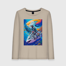 Женский лонгслив Cyber shark - ocean and space - art