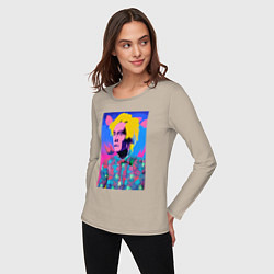 Лонгслив хлопковый женский Andy Warhol - self-portrait - pop art, цвет: миндальный — фото 2