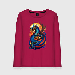 Лонгслив хлопковый женский Japanese dragon - irezumi, цвет: маджента