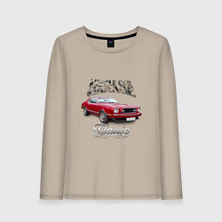Лонгслив хлопковый женский Маслкар Ford Mustang, цвет: миндальный