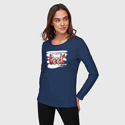 Лонгслив хлопковый женский Рок тяжелая музыка, цвет: тёмно-синий — фото 2