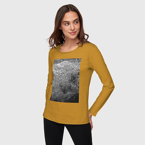 Женский лонгслив Чёрные пузыри / Горчичный – фото 3