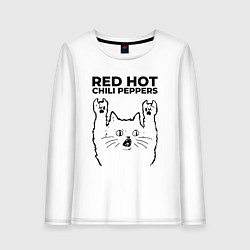 Лонгслив хлопковый женский Red Hot Chili Peppers - rock cat, цвет: белый