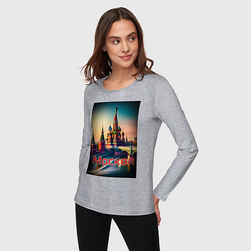 Женский лонгслив Москва - Кремль / Меланж – фото 3