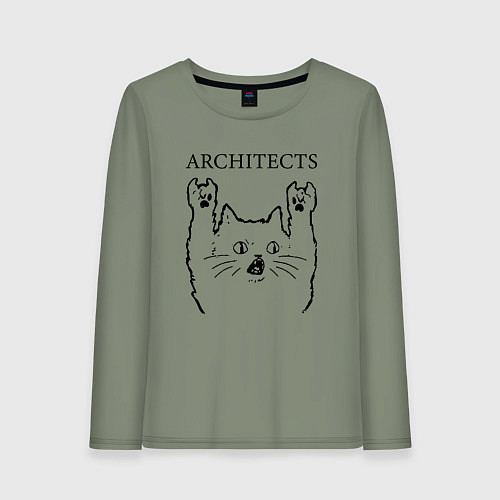 Женский лонгслив Architects - rock cat / Авокадо – фото 1