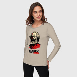 Лонгслив хлопковый женский Karl Marx - 3 цвета, цвет: миндальный — фото 2