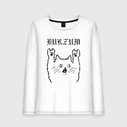 Лонгслив хлопковый женский Burzum - rock cat, цвет: белый