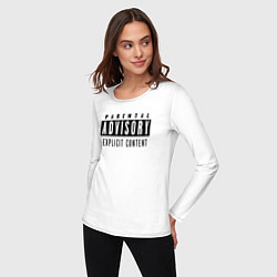 Лонгслив хлопковый женский Parental advisory, цвет: белый — фото 2