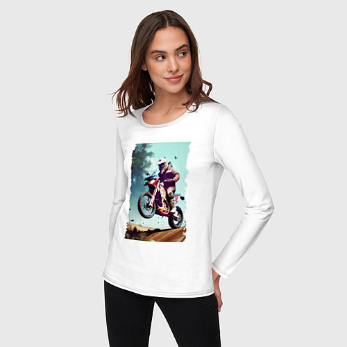 Женский лонгслив Мотокросс - экстрим / Белый – фото 3