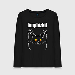 Лонгслив хлопковый женский Limp Bizkit rock cat, цвет: черный