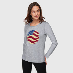 Лонгслив хлопковый женский Flag USA, цвет: меланж — фото 2