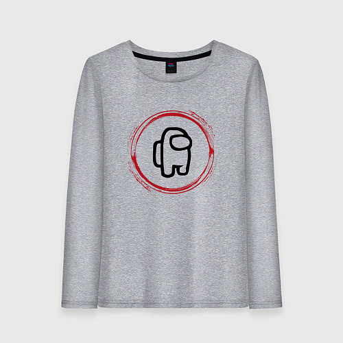 Женский лонгслив Символ Among Us и красная краска вокруг / Меланж – фото 1
