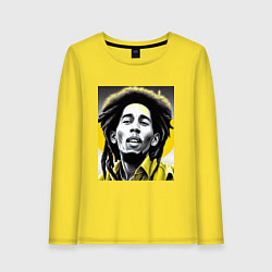 Лонгслив хлопковый женский Bob Marley Digital Art, цвет: желтый