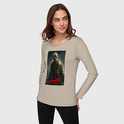 Лонгслив хлопковый женский Зомби мертый остров, цвет: миндальный — фото 2
