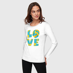 Лонгслив хлопковый женский Volleyball love, цвет: белый — фото 2
