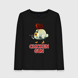 Лонгслив хлопковый женский Chicken Gun chick, цвет: черный