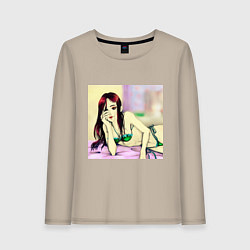 Лонгслив хлопковый женский Уютная спальня, цвет: миндальный