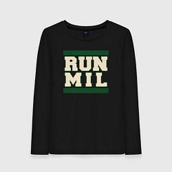 Лонгслив хлопковый женский Run Milwaukee Bucks, цвет: черный