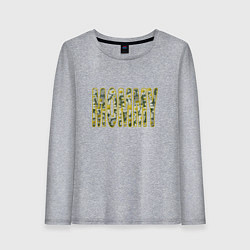 Лонгслив хлопковый женский Мамуля, надпись с ромашками, цвет: меланж