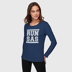 Лонгслив хлопковый женский Run San Antonio Spurs, цвет: тёмно-синий — фото 2