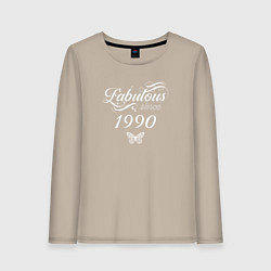 Лонгслив хлопковый женский Fabulous since 1990, цвет: миндальный