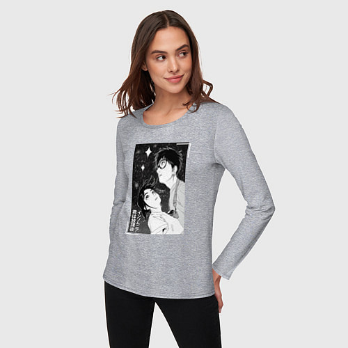 Женский лонгслив Бессонница после школы - друзья и звёзное небо / Меланж – фото 3