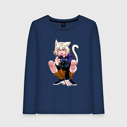 Лонгслив хлопковый женский Неферпиту - Хантер, цвет: тёмно-синий