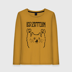 Лонгслив хлопковый женский Led Zeppelin - rock cat, цвет: горчичный