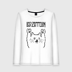Лонгслив хлопковый женский Led Zeppelin - rock cat, цвет: белый