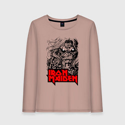 Лонгслив хлопковый женский Iron Maiden eyes, цвет: пыльно-розовый