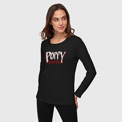 Лонгслив хлопковый женский Poppy Playtime лого, цвет: черный — фото 2
