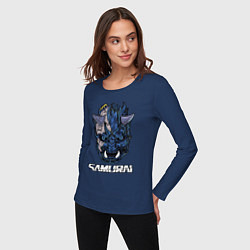 Лонгслив хлопковый женский Samurai gang, цвет: тёмно-синий — фото 2