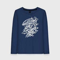 Лонгслив хлопковый женский Белый осётр, цвет: тёмно-синий